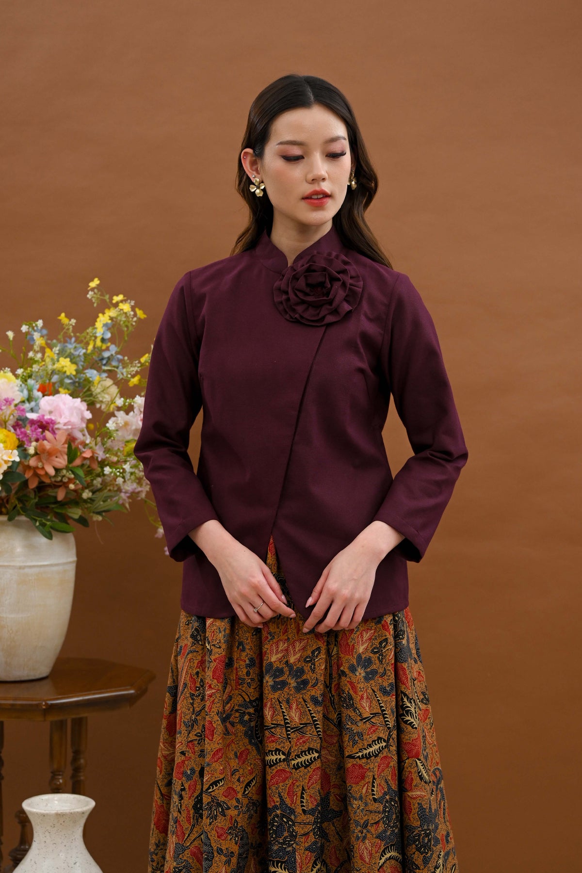 Cahaya Long Basic Burgundy T5524