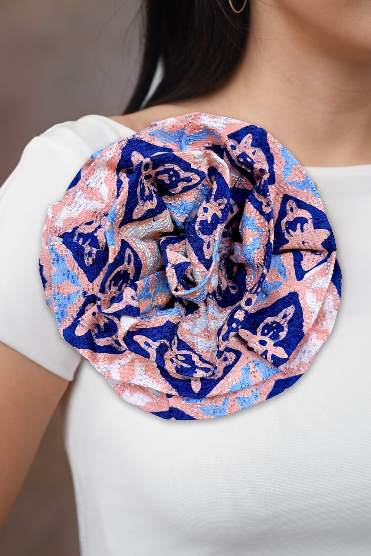 Bross Bunga Cirebon Brown Blue A0117