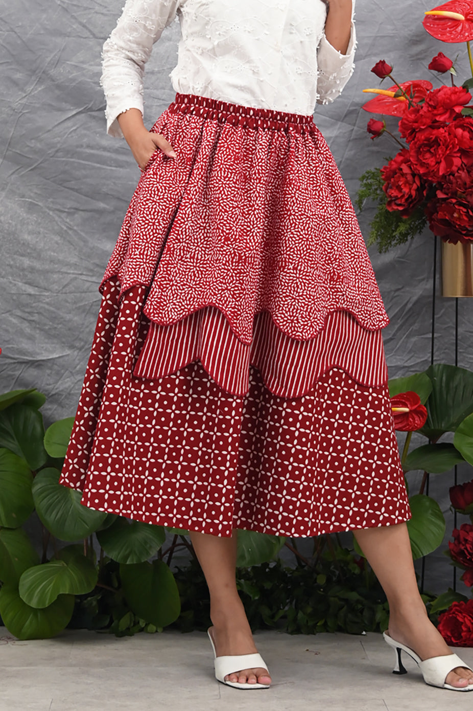 Tila Skirt Garut Merah Putih P0542