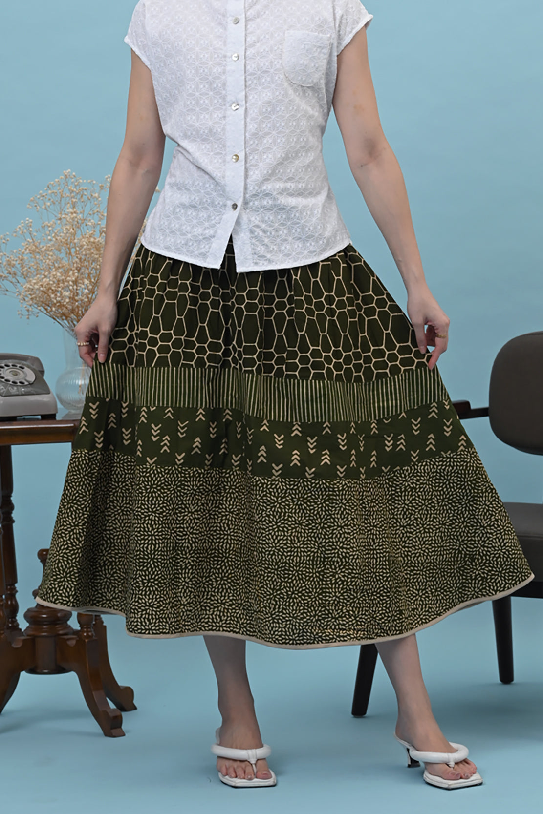 Emma Skirt Garut Green P0357