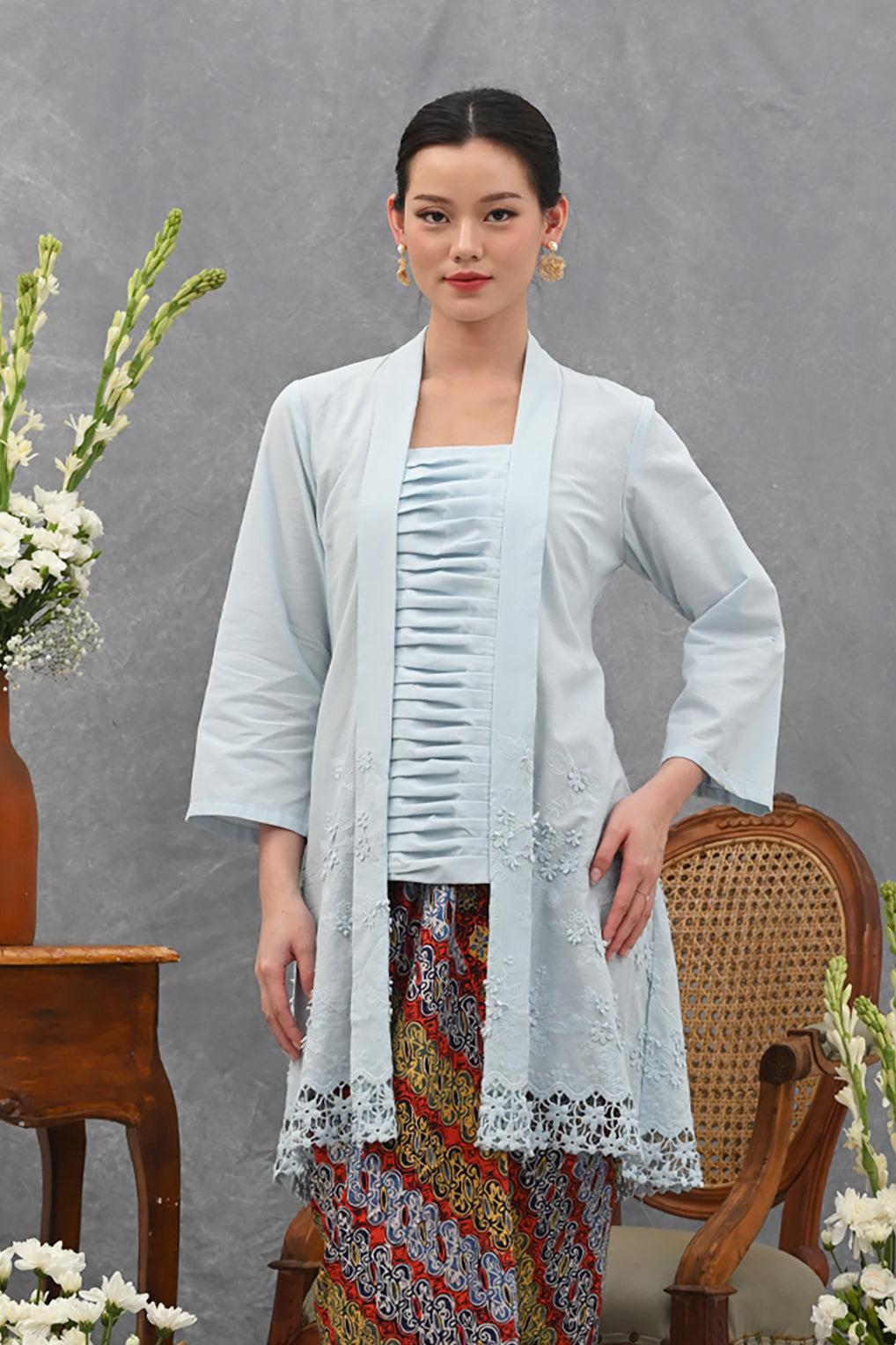 Kebaya Long Basic Blue T4042
