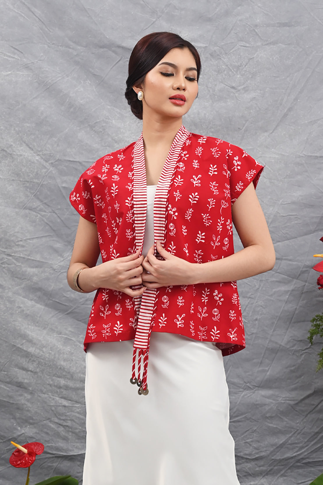 Outer Koin Short Garut Merah Putih T4533