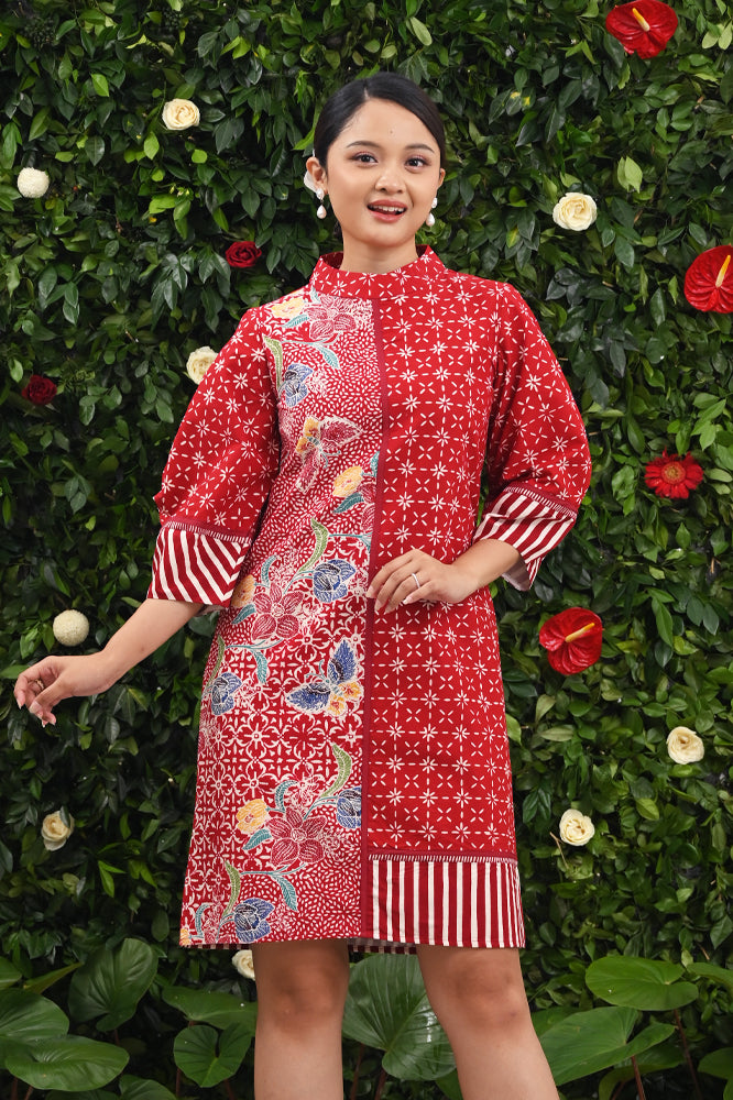 Dress Lesi Encim Merah Putih D0549