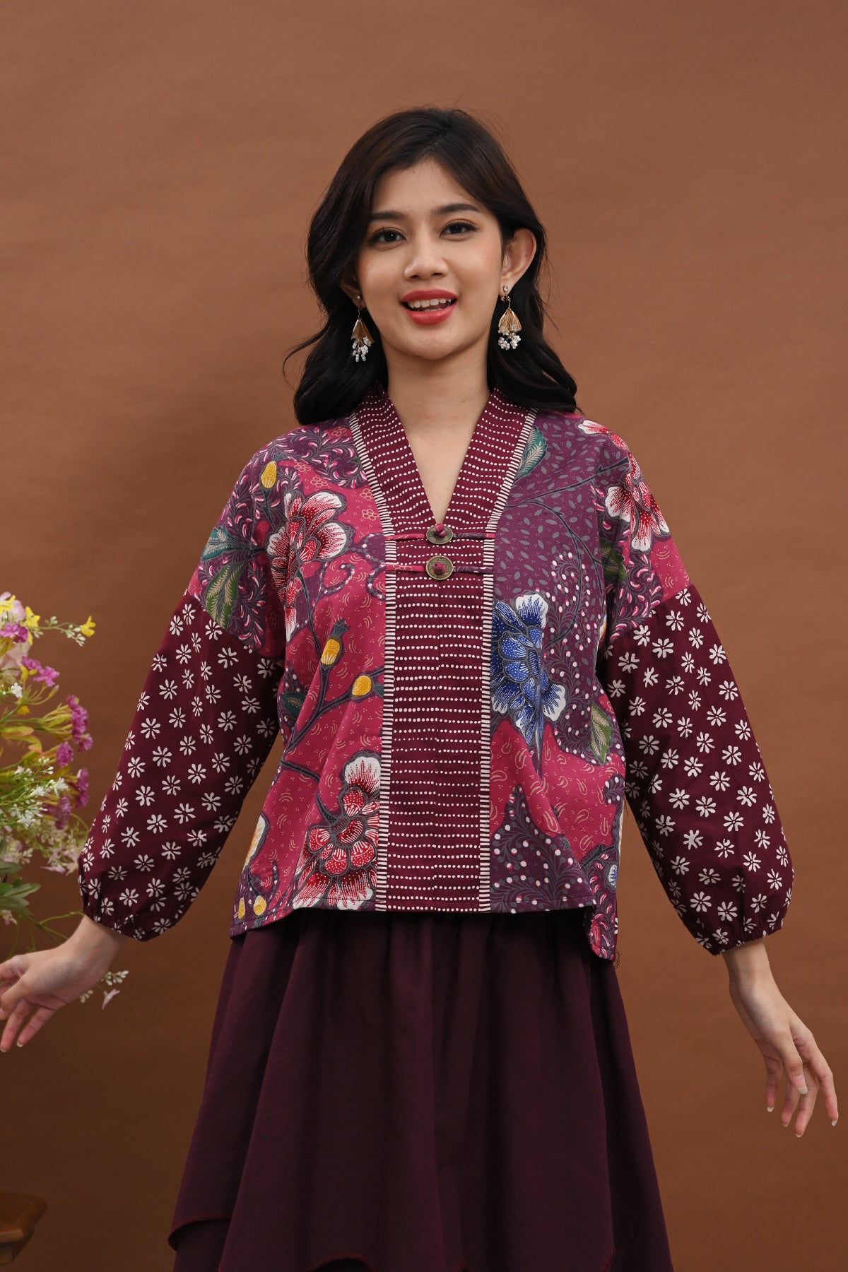 Dhini Long Encim Burgundy T5725
