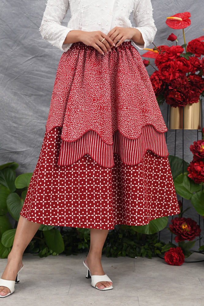 Tila Skirt Garut Merah Putih P0542