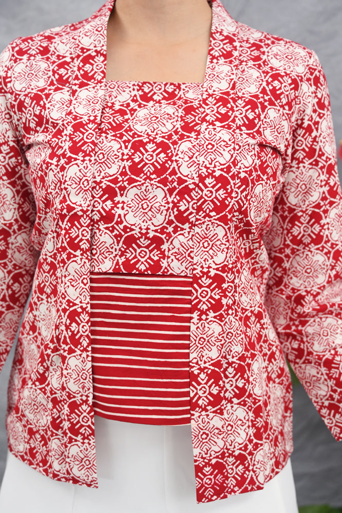 Kebaya Jlamprang Merah Putih T4476