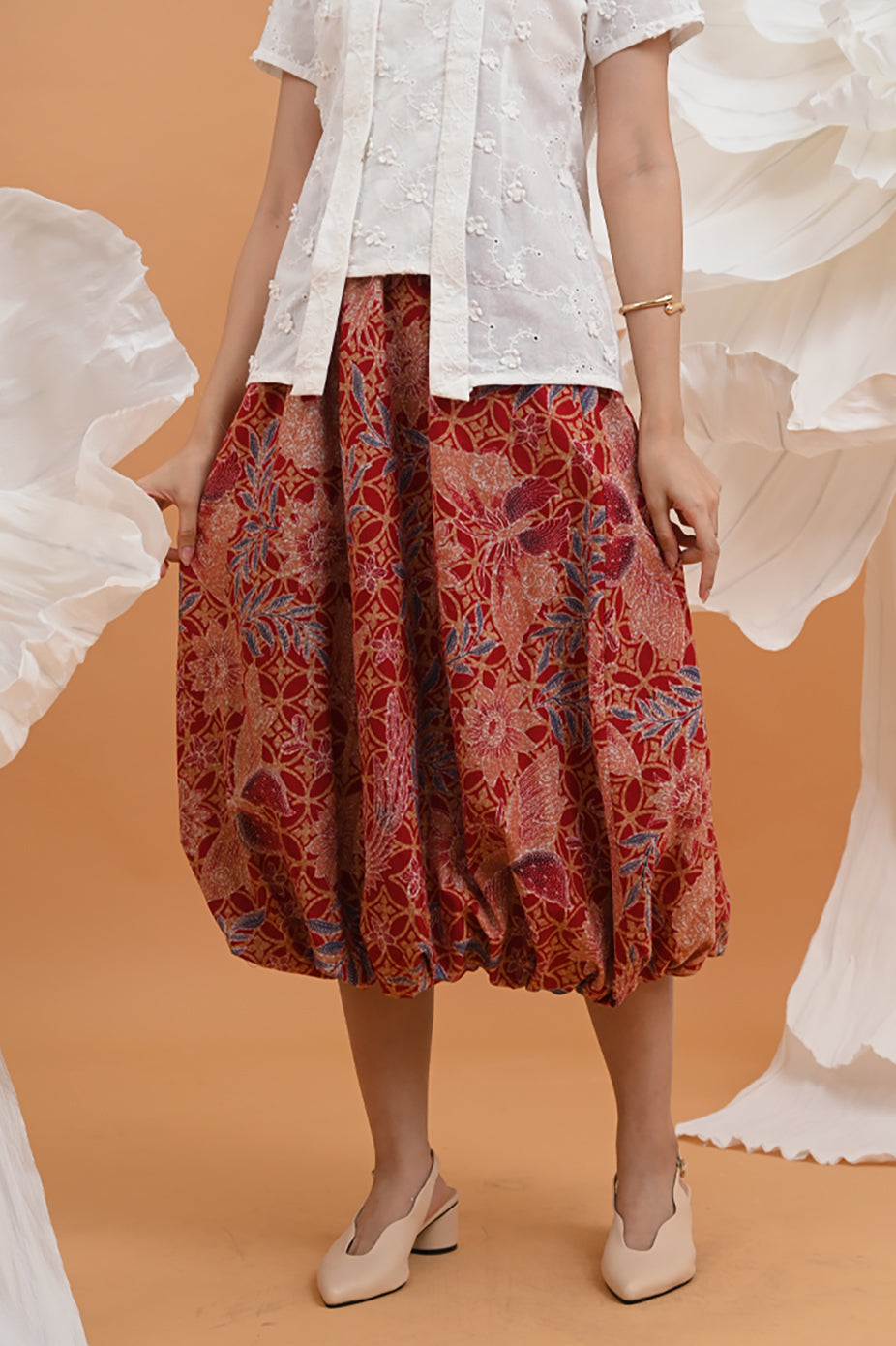 Balloon Skirt Encim Red P0467