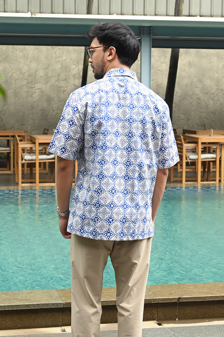 Jlamprang Whiteblue Short M0308