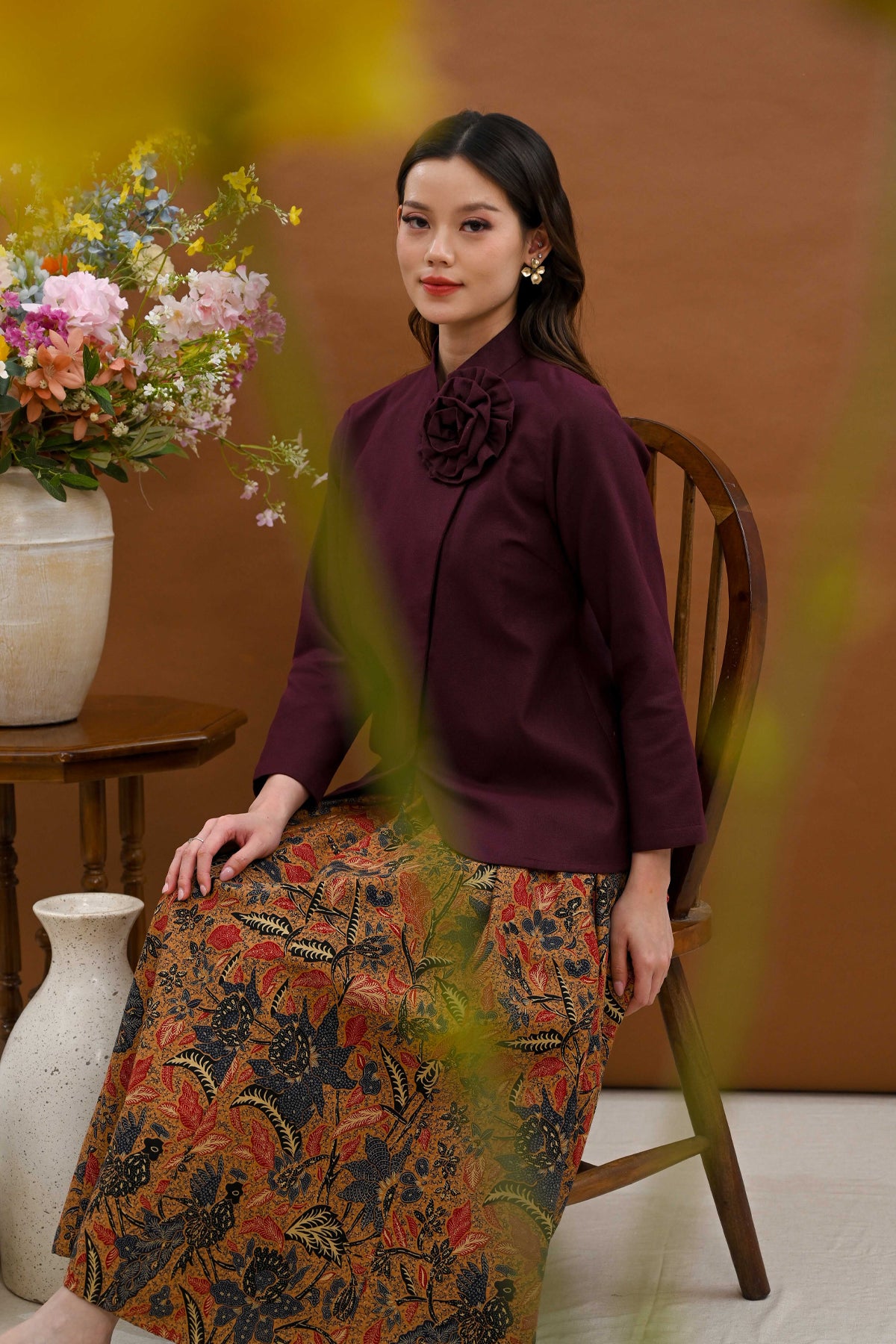 Cahaya Long Basic Burgundy T5524