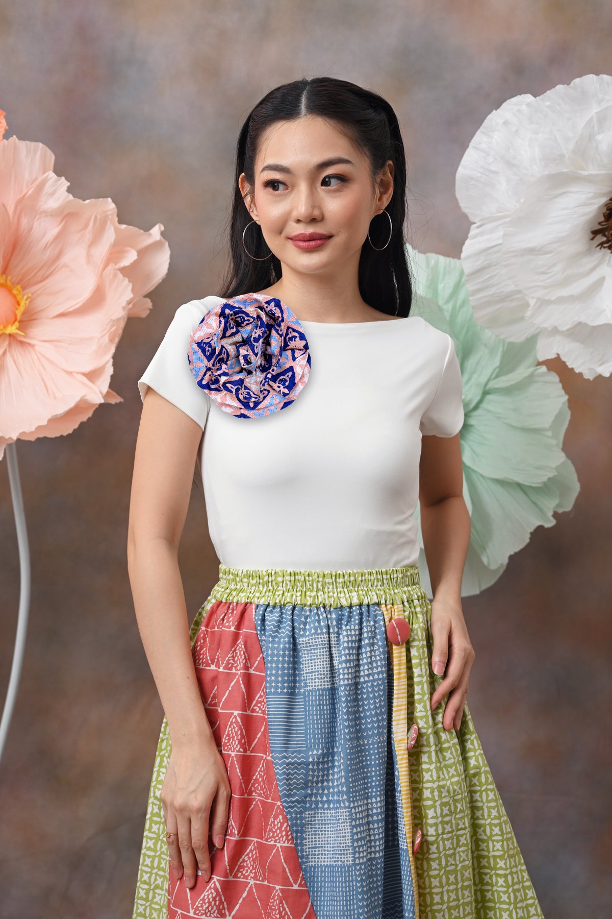 Bross Bunga Cirebon Brown Blue A0117