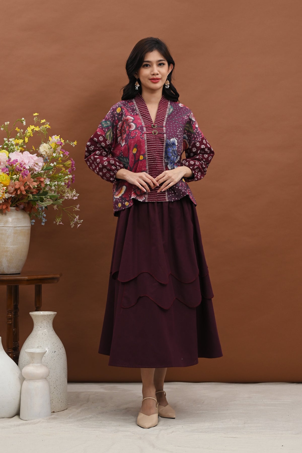 Dhini Long Encim Burgundy T5725