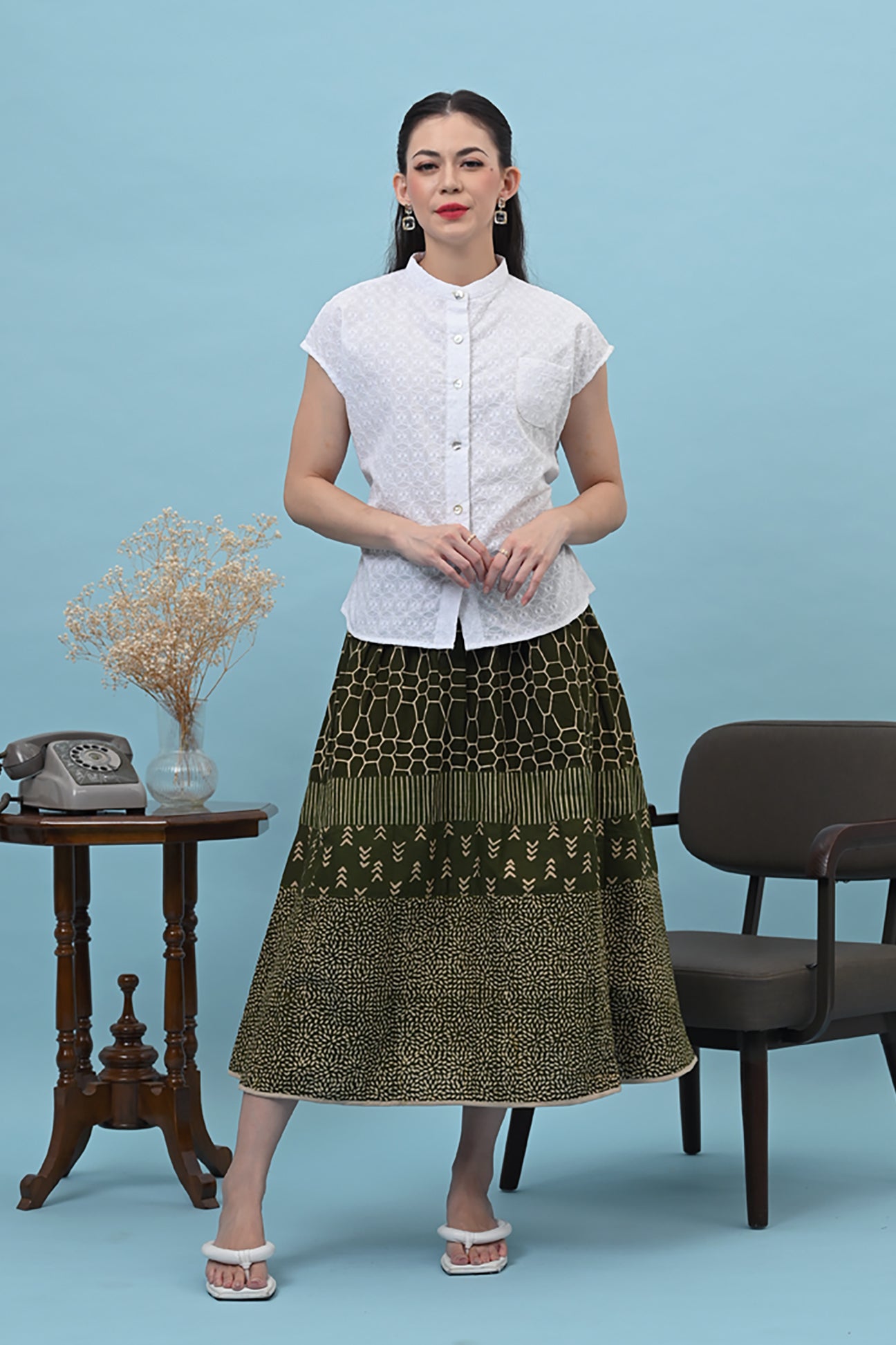 Emma Skirt Garut Green P0357