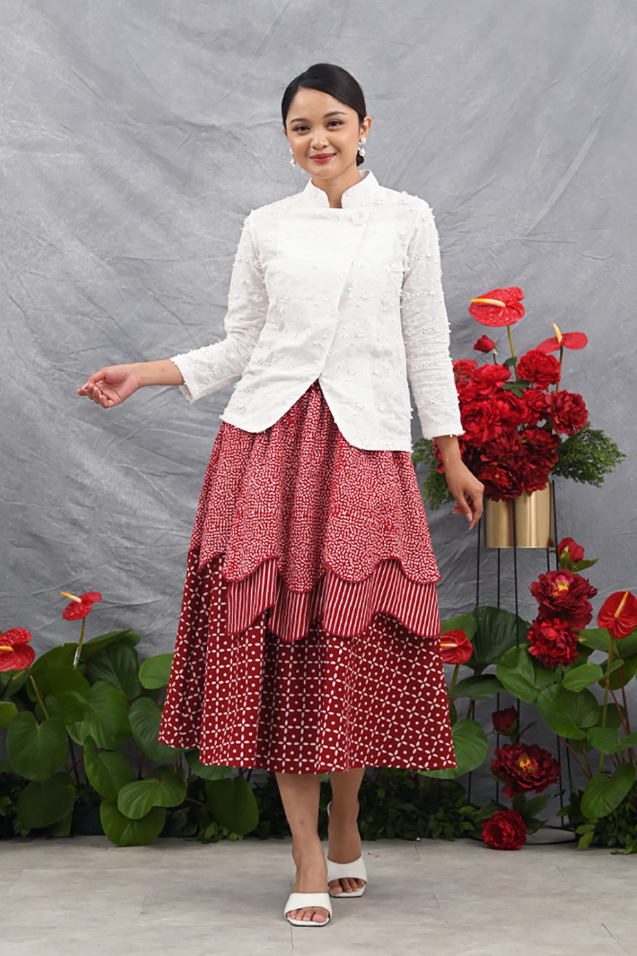 Tila Skirt Garut Merah Putih P0542