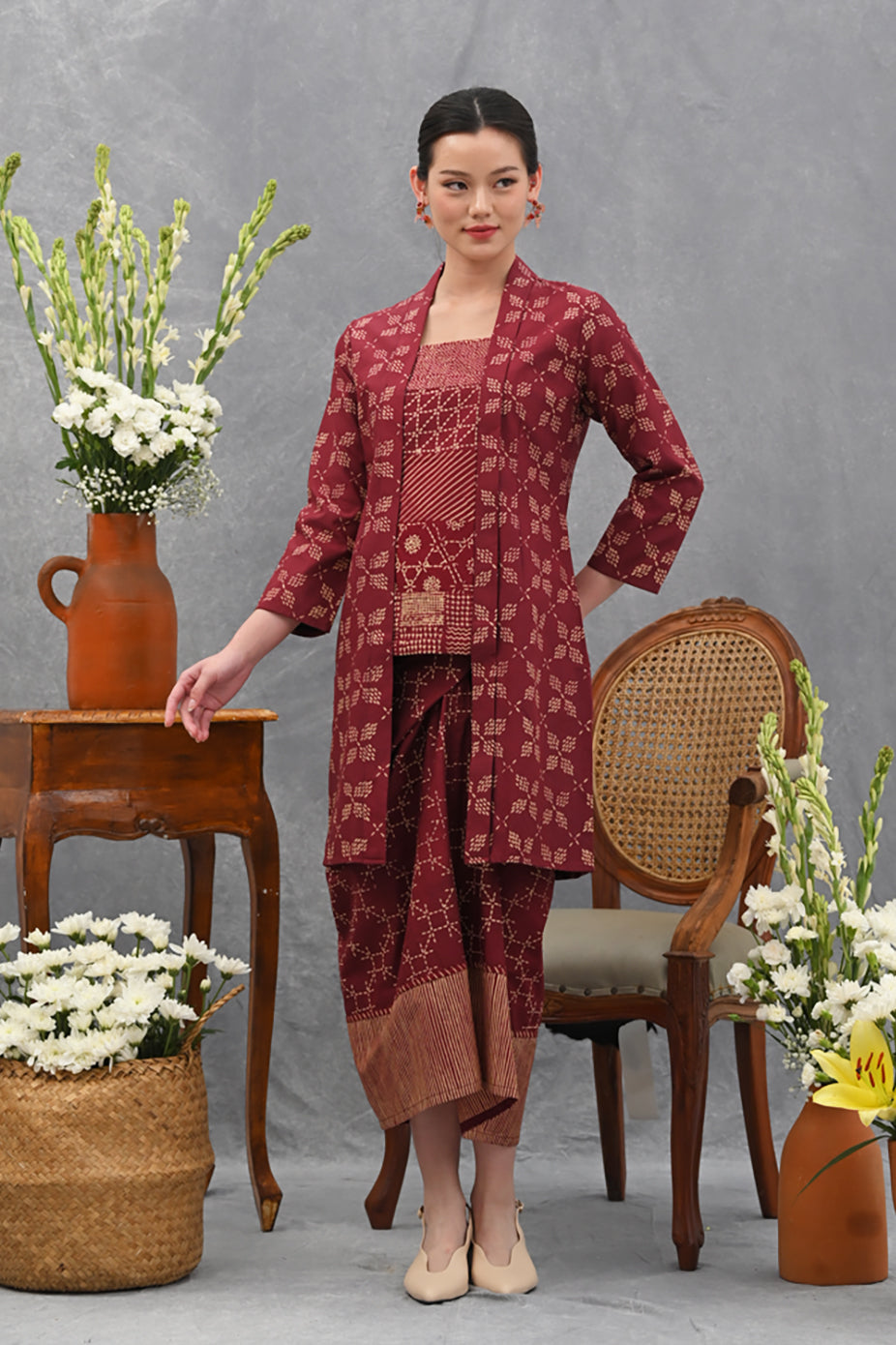 Kebaya Aling Long Garut Red T4018