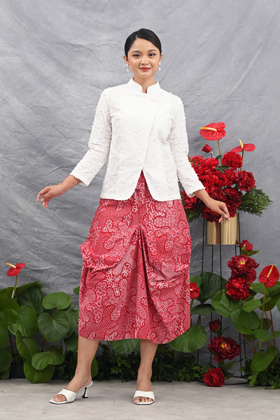 Adara Skirt Encim Merah Putih P0530