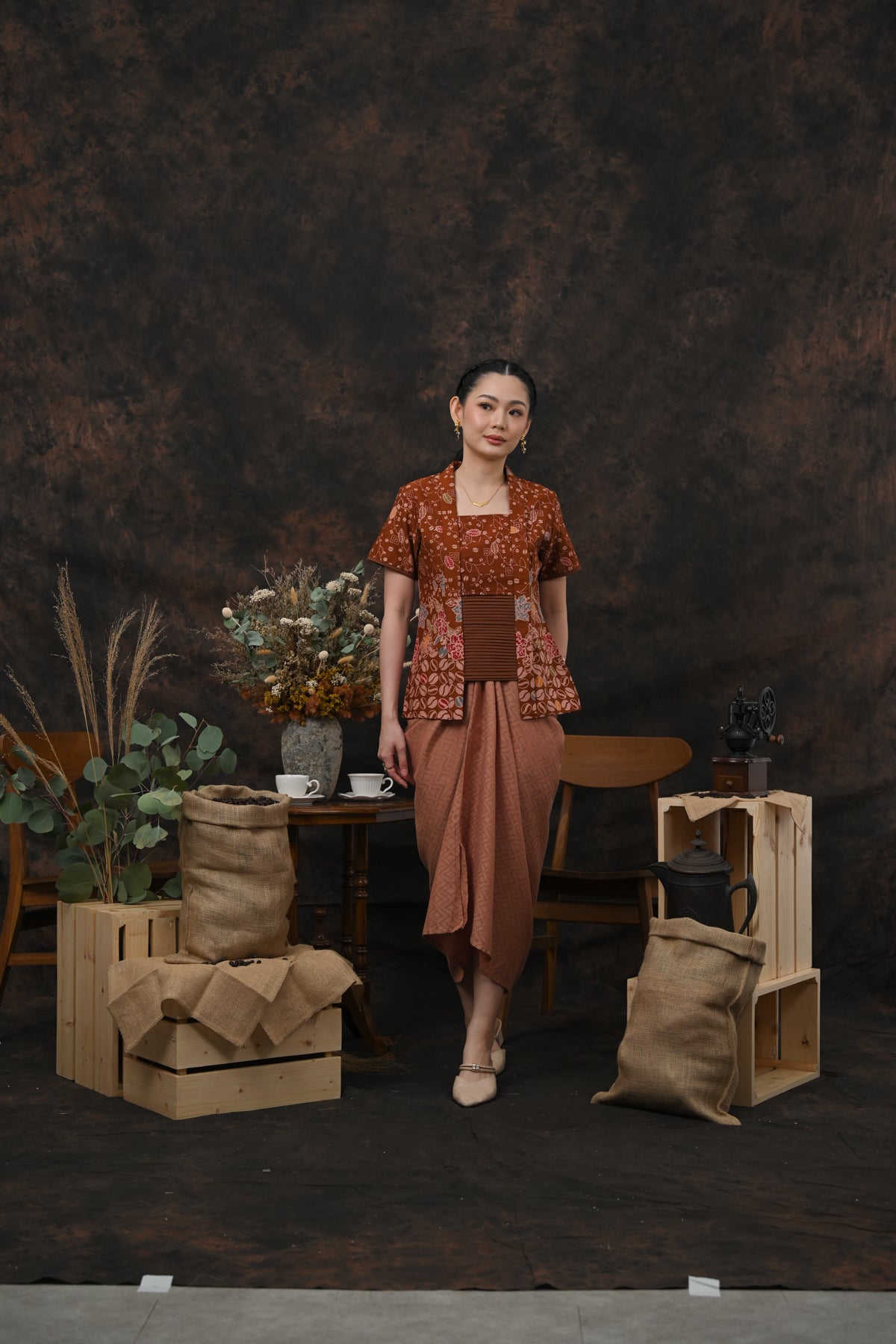 Kebaya Lipit Wonogiren Kopi T6264