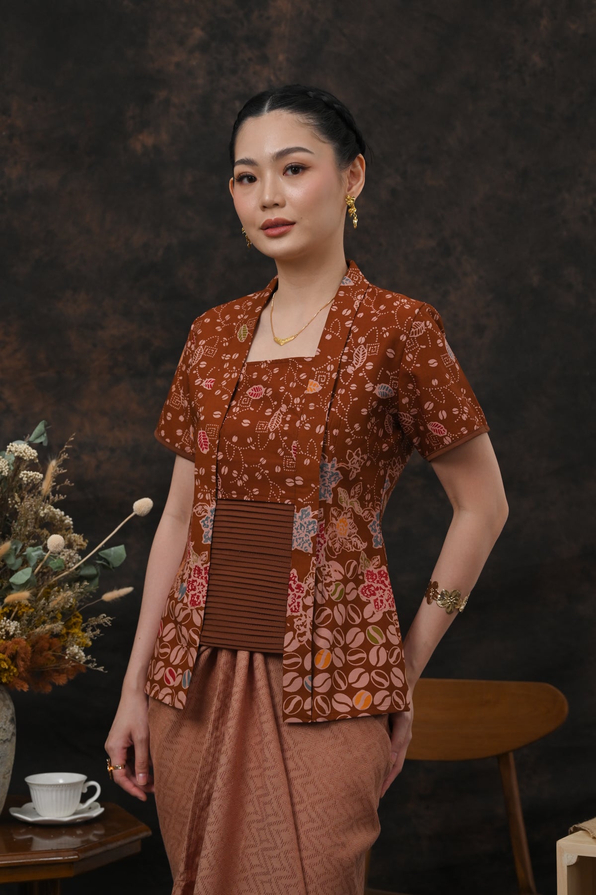 Kebaya Lipit Wonogiren Kopi T6264