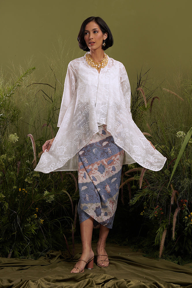 Elena Organza White Long T2131