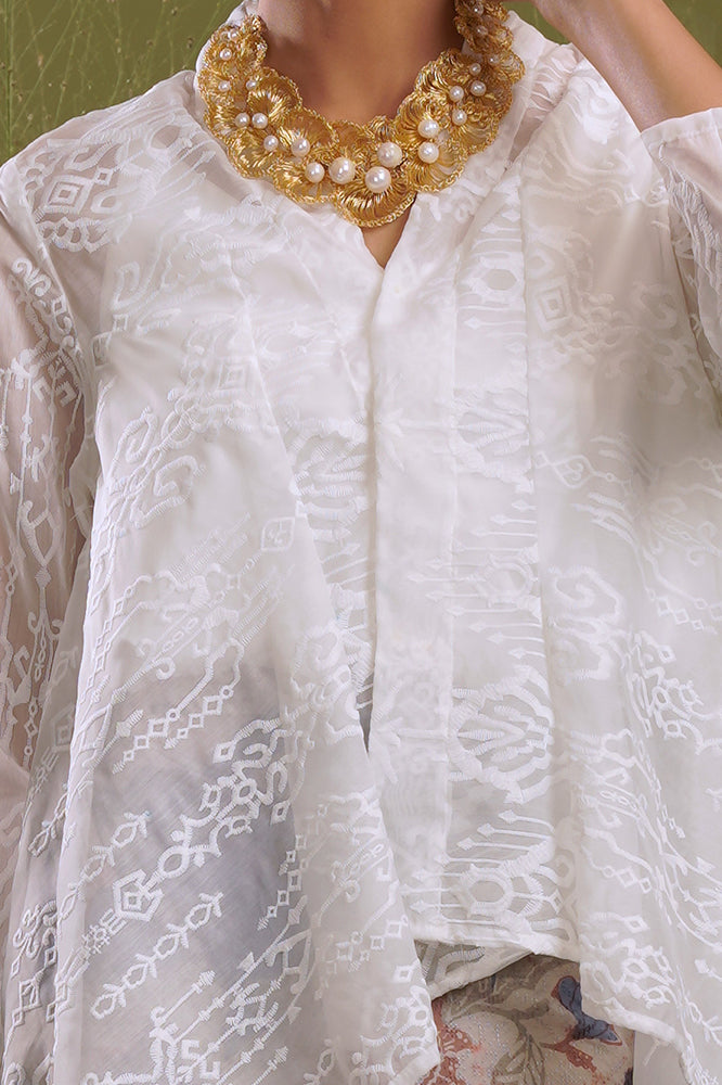 Elena Organza White Long T2131