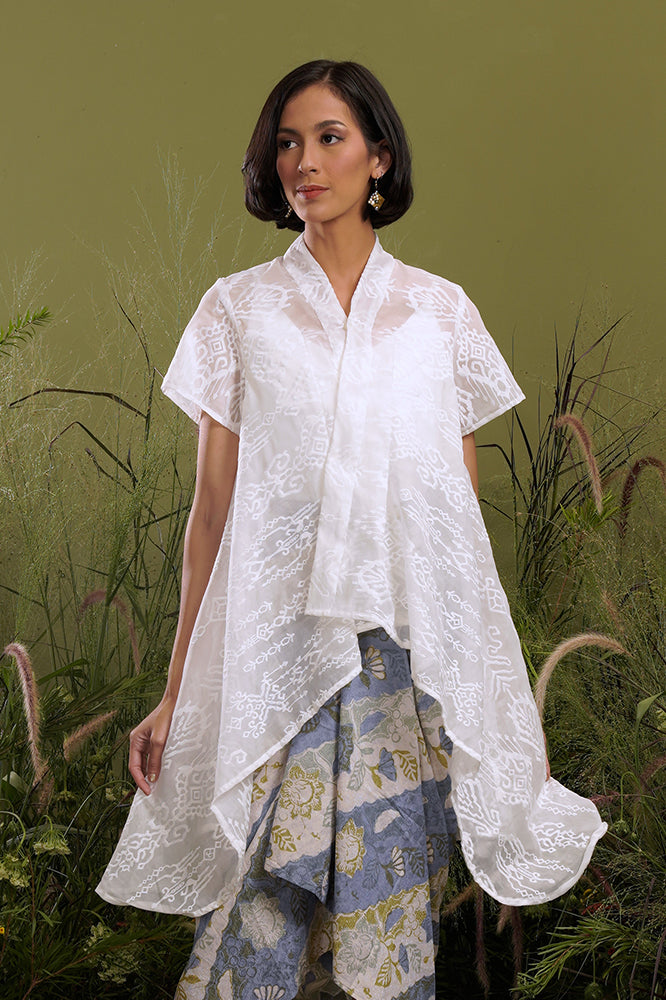 Elena Organza White Short T2126