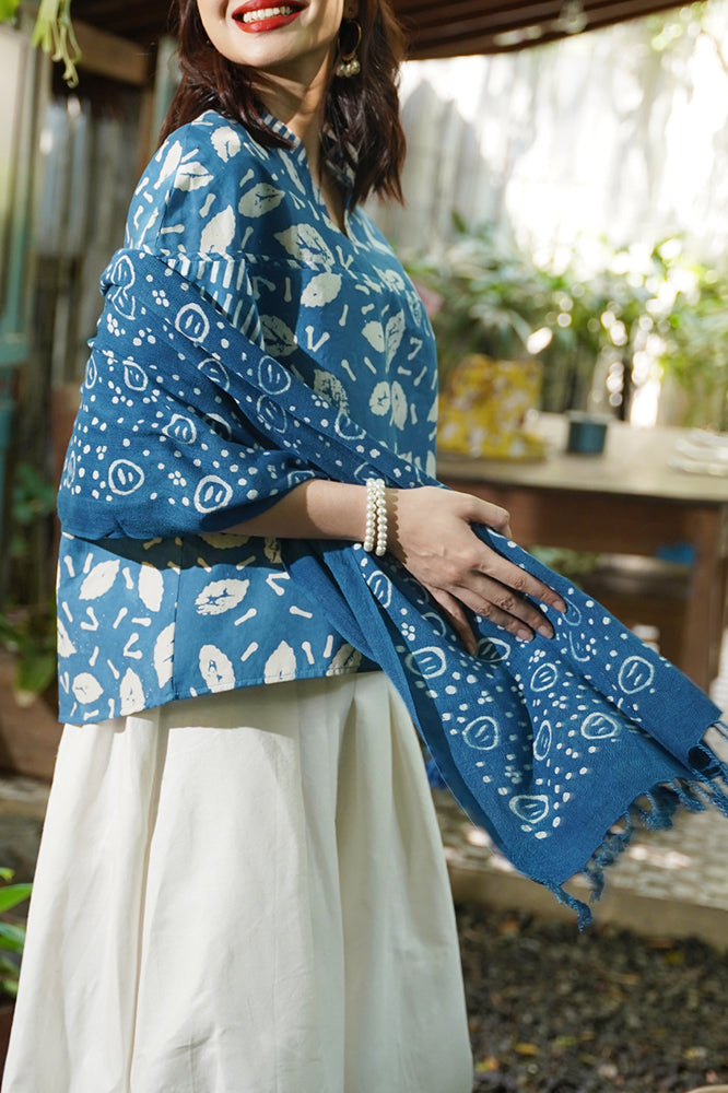 NONA RARA-Rempah Blue Nutmeg Shawl - A0019