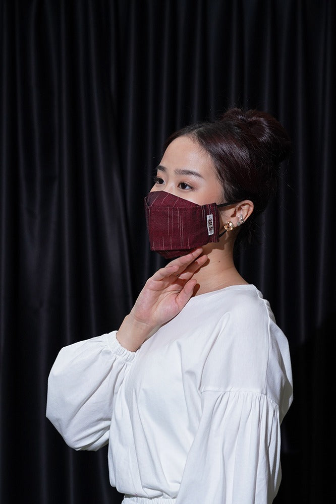 Masker Lurik Maroon