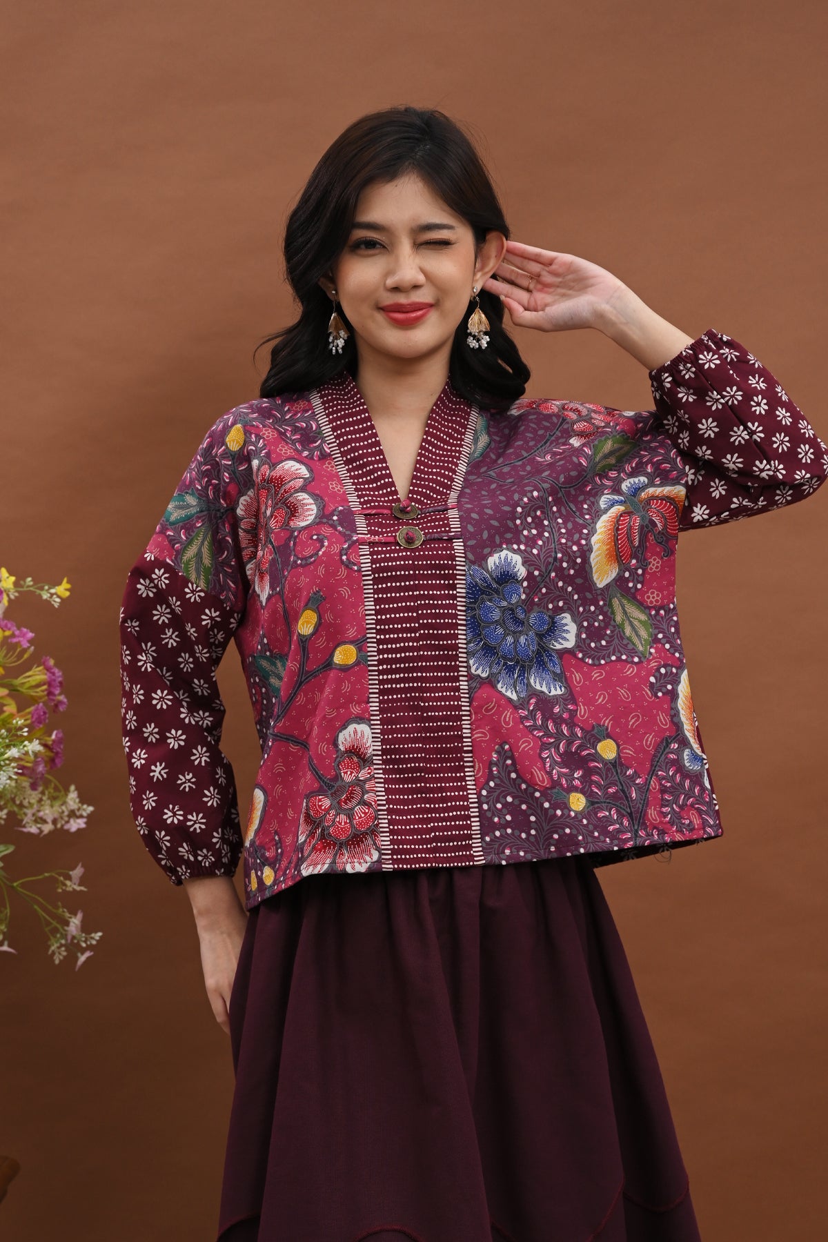 Dhini Long Encim Burgundy T5725