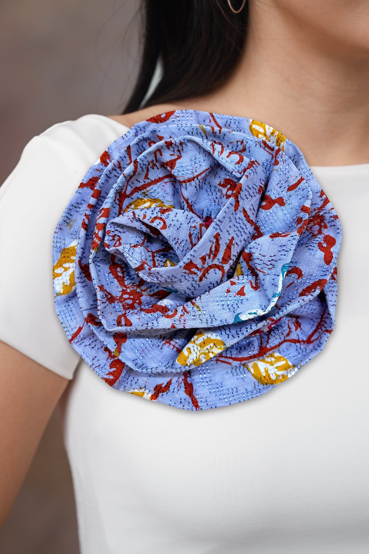 Bross Bunga Cirebon Blue A0105