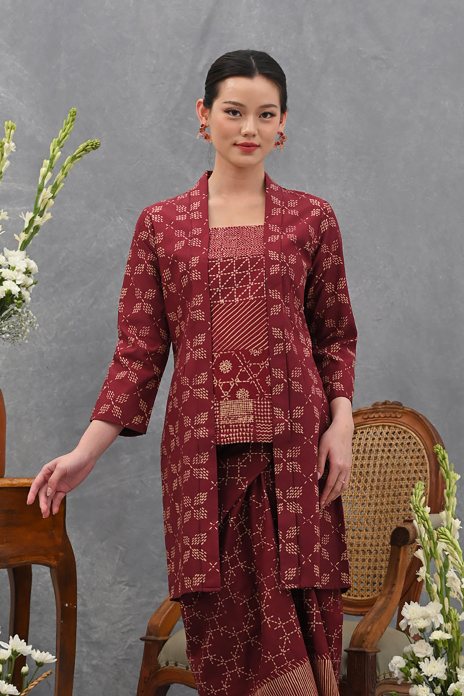 Kebaya Aling Long Garut Red T4018