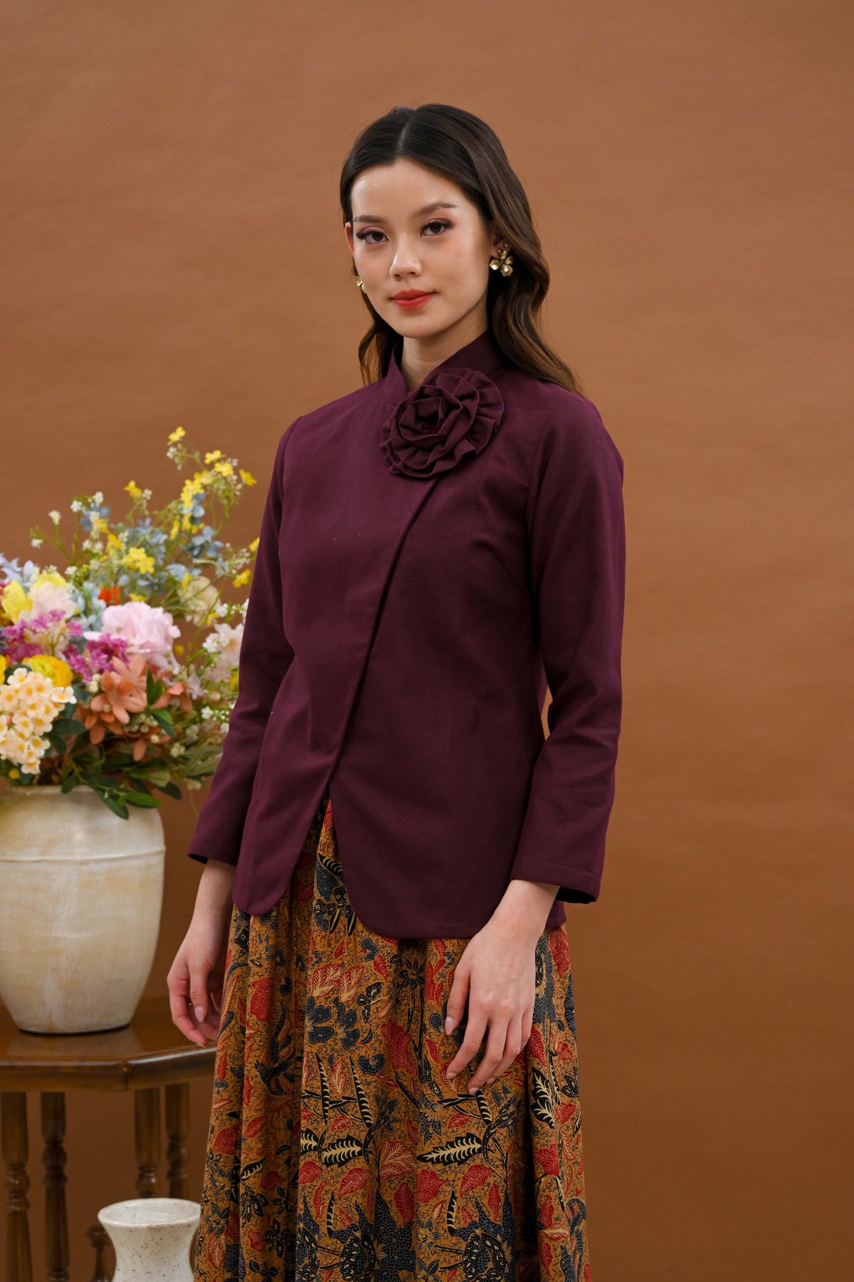Cahaya Long Basic Burgundy T5524