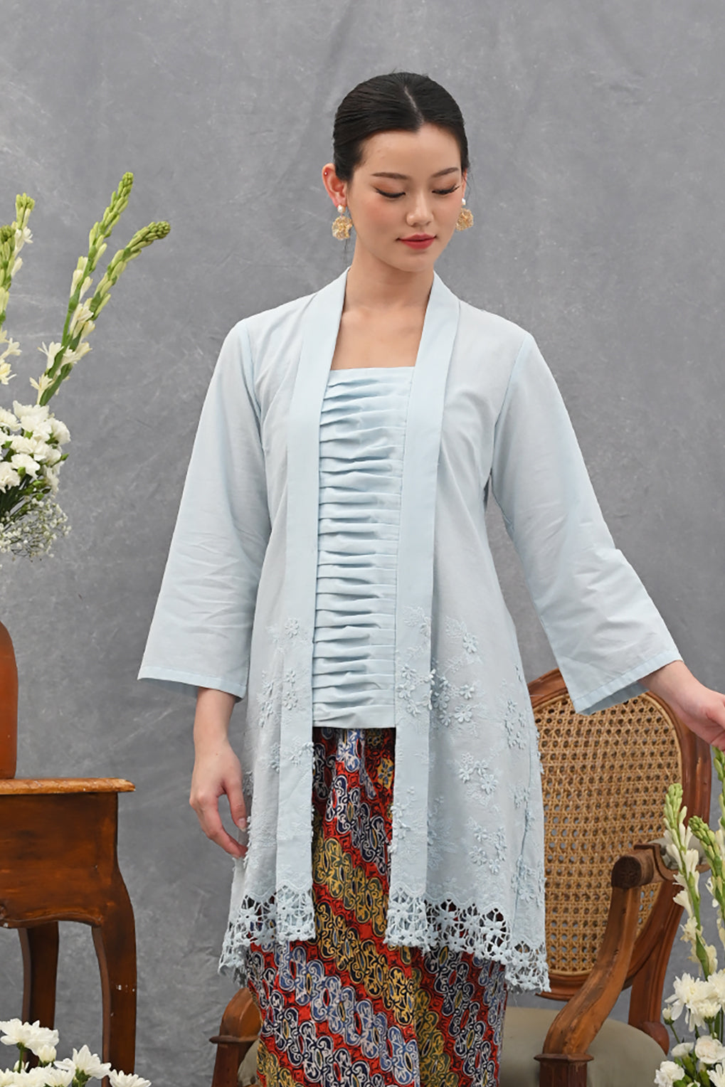 Kebaya Long Basic Blue T4042