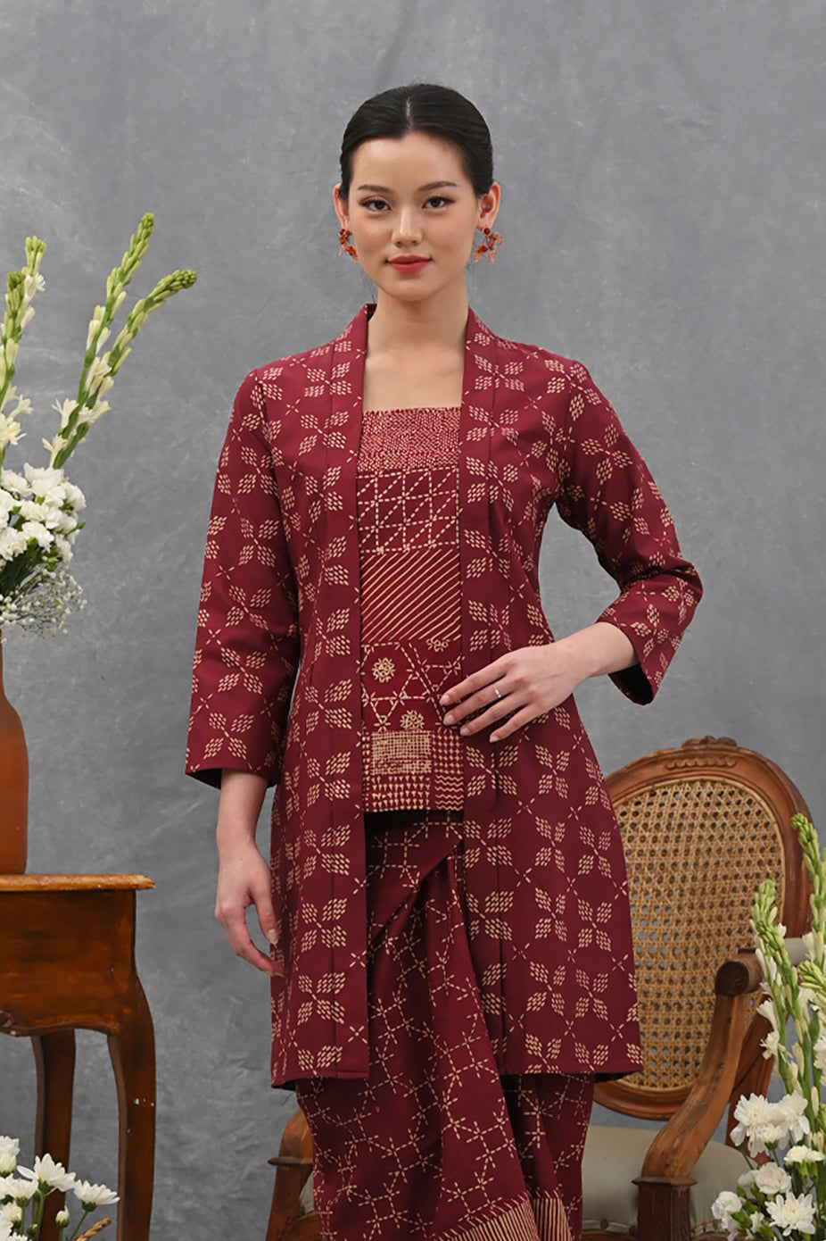 Kebaya Aling Long Garut Red T4018