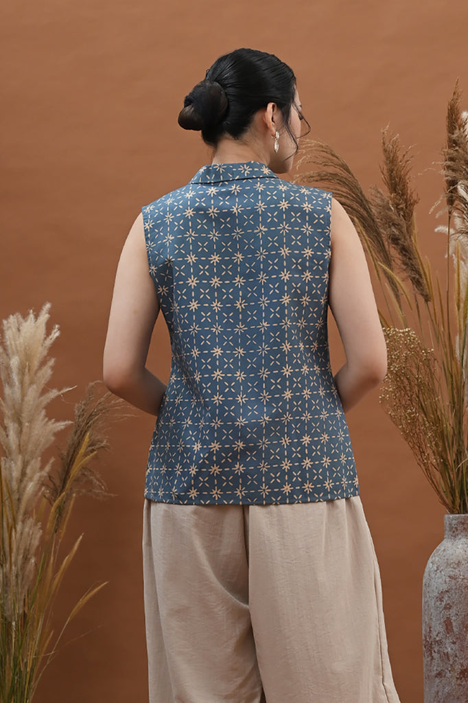 Kebaya Garut Sleeveless Blue T3048