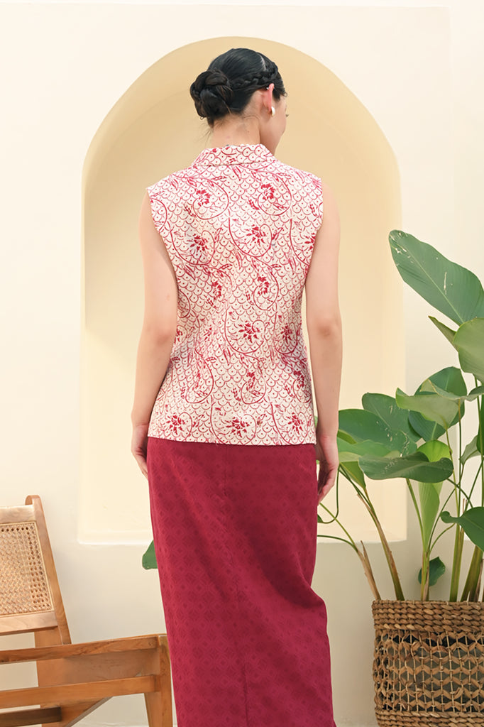 Kebaya Dobi Merah Putih Sleeveless T3087