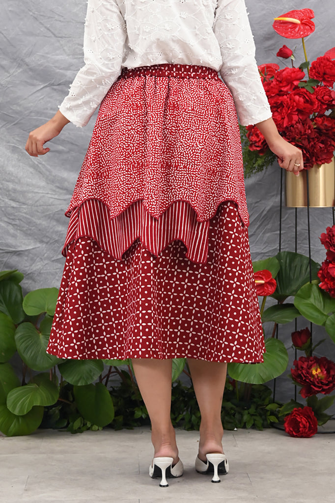 Tila Skirt Garut Merah Putih P0542