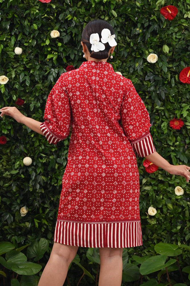 Dress Lesi Encim Merah Putih D0549