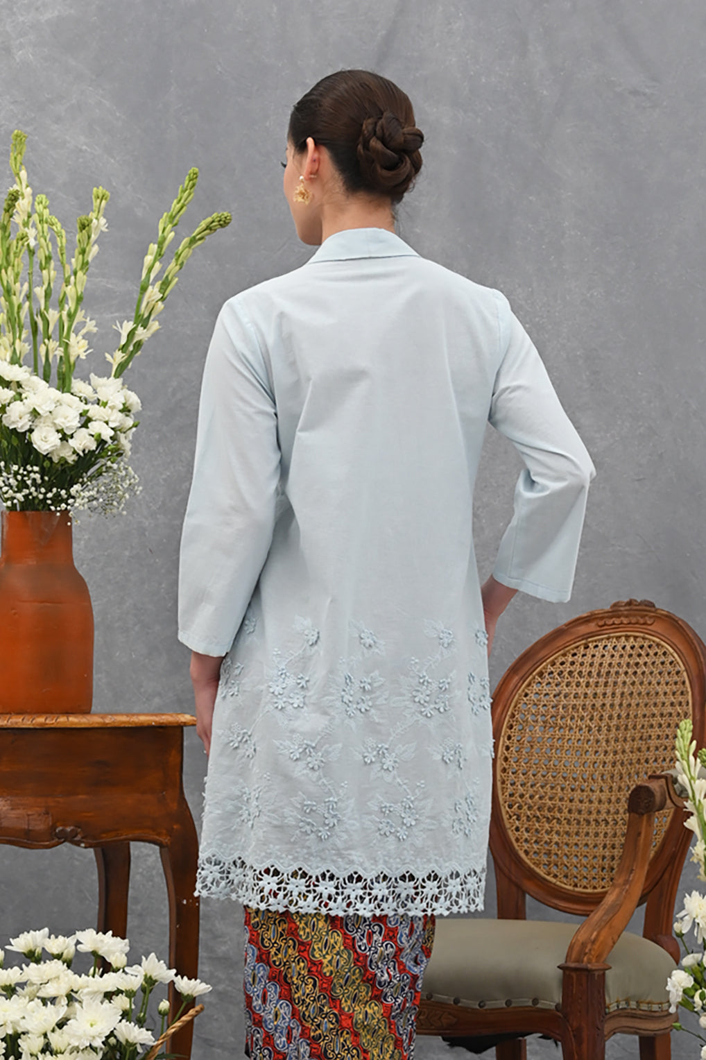 Kebaya Long Basic Blue T4042
