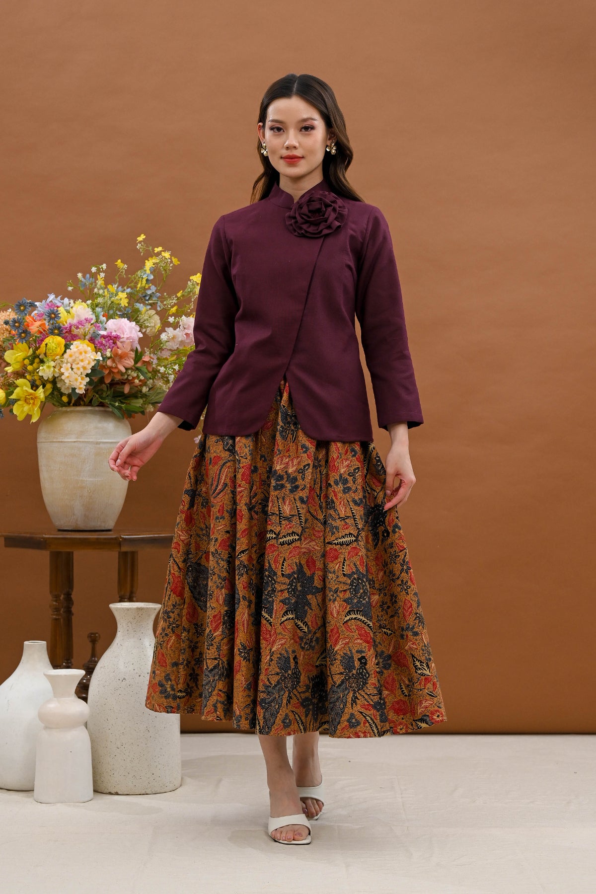 Cahaya Long Basic Burgundy T5524