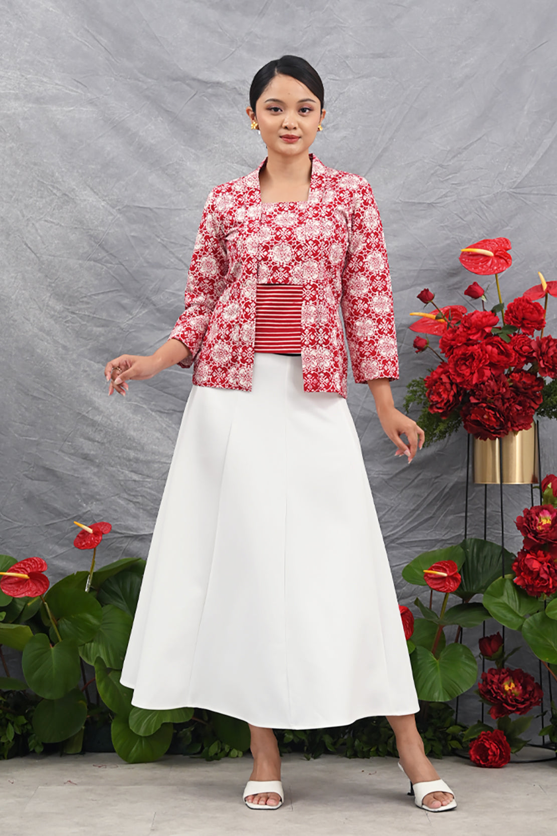 Kebaya Jlamprang Merah Putih T4476