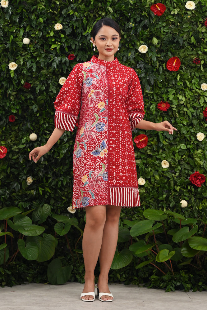 Dress Lesi Encim Merah Putih D0549