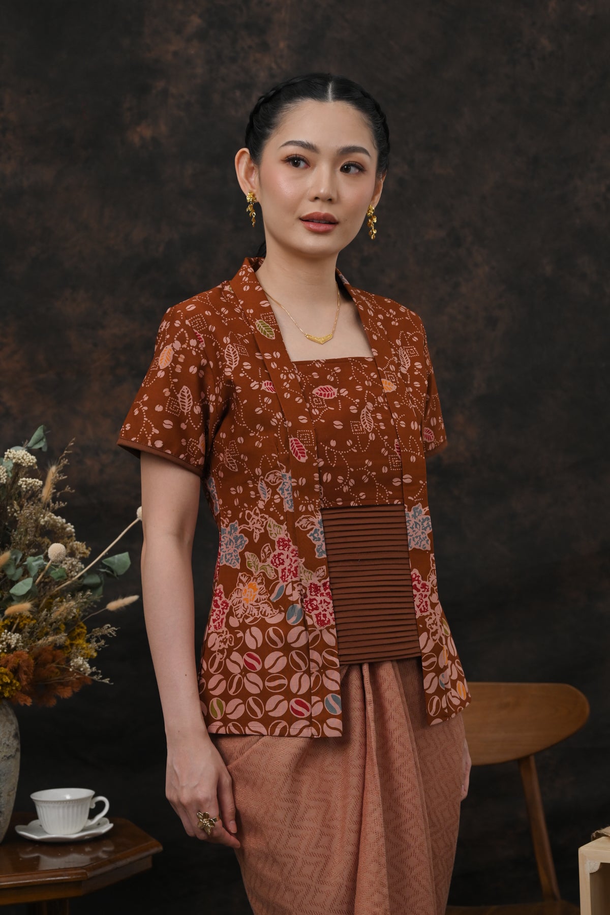 Kebaya Lipit Wonogiren Kopi T6264