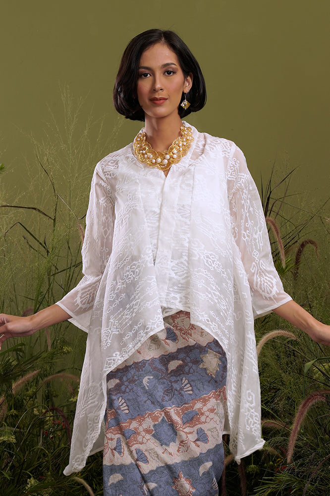 Elena Organza White Long T2131