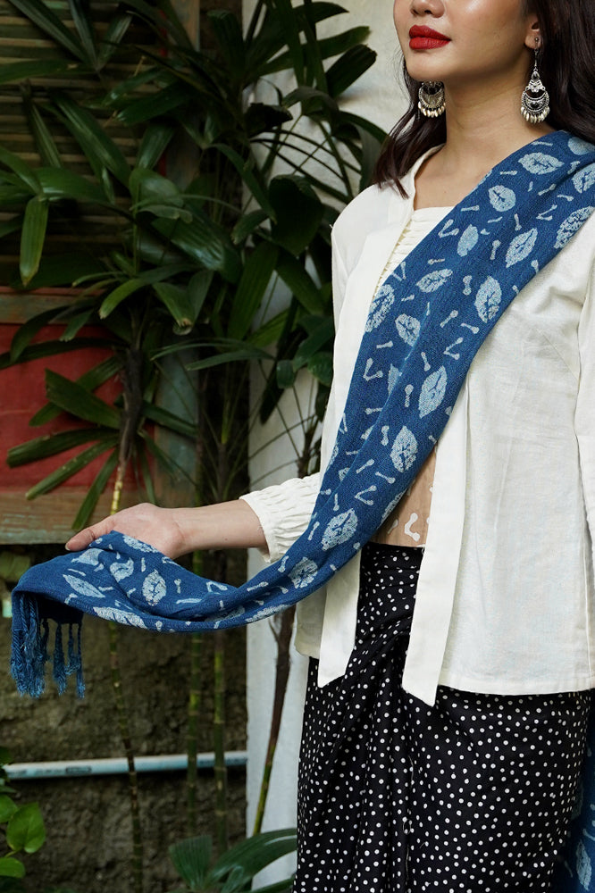 NONA RARA-Rempah Blue Bay Leaf Shawl - A0020