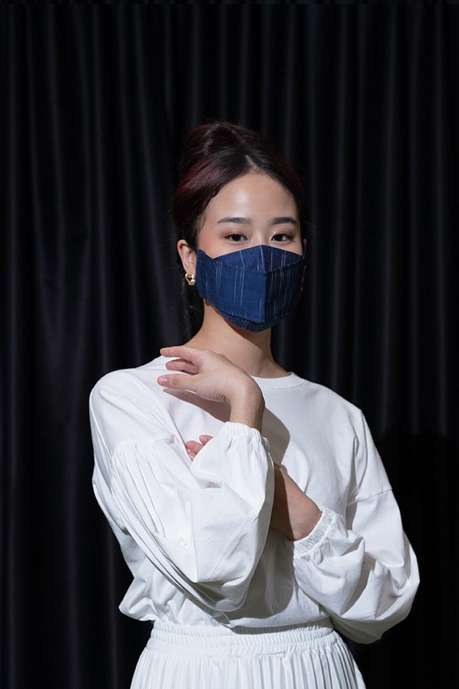 Masker Lurik Biru Donker